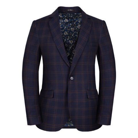 GARNITUR HUGO Granatowy w kratę  typu tartan (nr.koloru 007 )